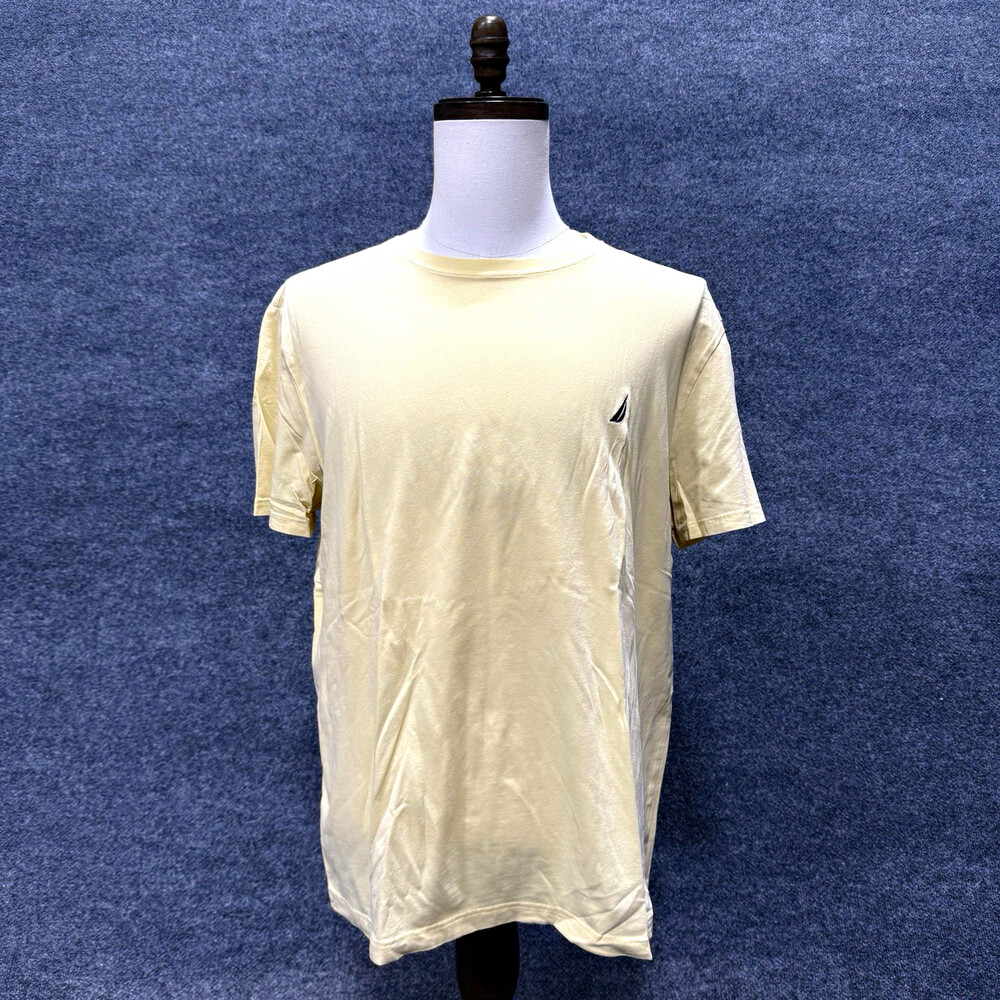 Nautica Performance Tee Mens XL Cream Ivory T Shirt Sailboat Logo Stretch